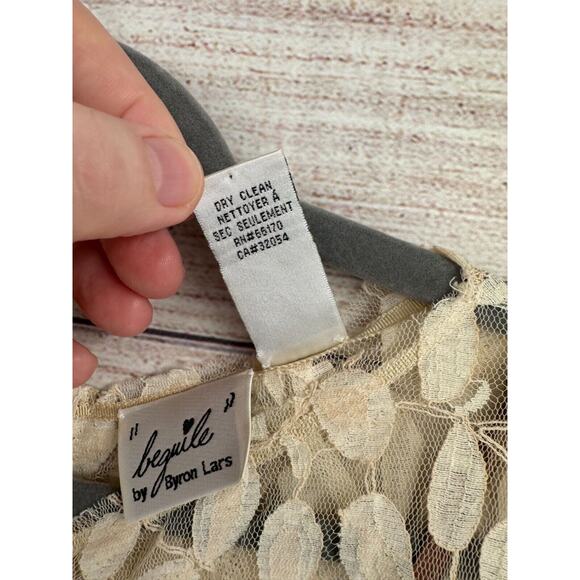 Beguile by Byron Lars Floral Brocade Lace Dress Women's Size‎ 0 Cream/Tan Lined - Picture 10 of 13